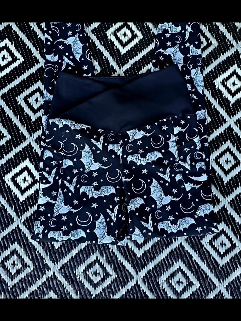 Black Bat & Moon Print High-Waist Leggings